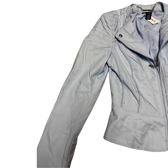 White House Black Market Blue Blazer Fitted Asymmetrical sz 4 Petite - Picture 8 of 9